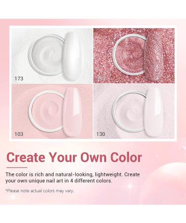 AZUREBEAUTY 12 PCS Portable Dip Powder Nail Starter Kit - Nude Pink Glitter French Nail Art Set - Buy Online on GoSupps.com