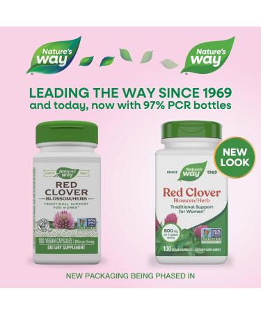 Nature's Way Red Clover Blossom 800 mg - 100 Vegan Capsules for Hormonal Balance - Buy Online on GoSupps.com