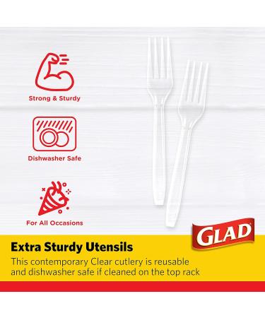 Glad Crystal Clear Plastic Forks 24 Count | Clear Heavy Duty Plastic Forks for Everyday Use| Glad Disposable Cutlery Plastic Forks | Strong Disposable Plastic Forks Forks 24 Count - Buy Online on GoSupps.com