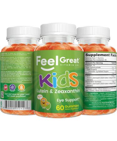 Feel Great Kids Gummy Vitamins for Eyes | Essential Eye Vitamins Lutein and Zeaxanthin | Mango Flavored Vegan Eye Vitamins for Kids | Gluten Free | 60 Day Supply - Buy Online on GoSupps.com