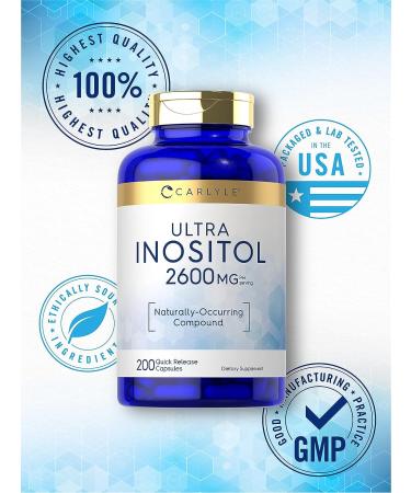 Carlyle Inositol Capsules 2600mg | 200 Count | Non-GMO & Gluten Free | Myo-Inositol Supplement - Buy Online on GoSupps.com