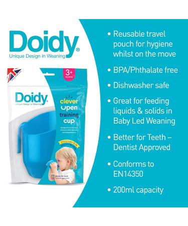 Doidy Cup for Babies & Toddlers - Open Drinking Cup with Unique Sloping Shape & Handles - Ideal for Milk Water & Juice - Perfect for Weaning - Blue - 3 Months+ - Buy Online on GoSupps.com