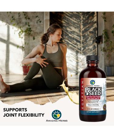 Amazing Herbs Egyptian Black Seed Oil - Gluten Free, Non GMO, Cold Pressed Nigella Sativa - 8 Fl Oz - Digestive Health, Immune Support, Brain Function - Buy Online on GoSupps.com
