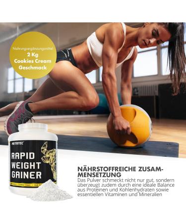 Nutritec Rapid Weight Gainer Gold Edition - 2kg Cookies Cream | Best Mass Gainer for Optimal Solubility & International Shipping - Buy Online on GoSupps.com