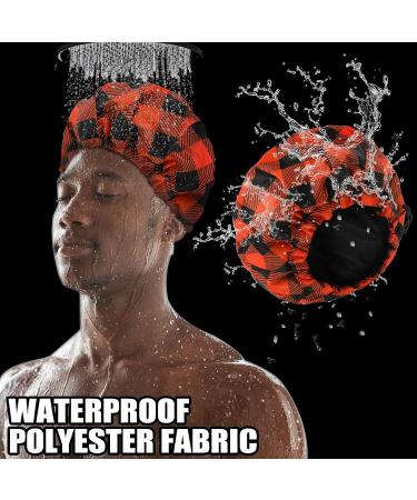 2 Large Waterproof Shower Caps for Men - Reusable Adjustable Bath Cap with Double Layer Terry Cloth Lining - Ideal for Dreadlocks, Braids, and Curly Long Hair - Buy Online on GoSupps.com