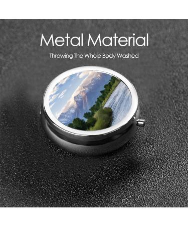 Grand Teton National Park Round Pill Box - 3 Compartment Mini Travel Organizer for Pills & Vitamins - Buy Online on GoSupps.com