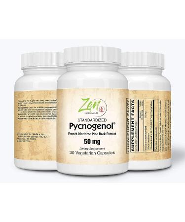 Pycnogenol 50mg - French Maritime Pine Bark Extract 30-Vegcaps | Antioxidant & Inflammation Support | Non-GMO, Gluten & Soy Free - Buy Online on GoSupps.com
