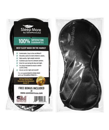 Black Silk Sleeping Eye Mask with Ear Plugs | Adjustable Strap | Block Light for Insomnia & Migraine Relief - Buy Online on GoSupps.com