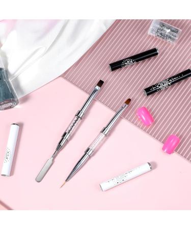 2PCS Dual-Ended Nail Art Brush Set | Professional Builder Gel & French Tip Brushes | Rhinestone Handle for Stunning Nail Designs - Buy Online on GoSupps.com