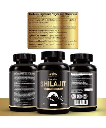 Shilajit Capsules - HIMALAYAN MONK Premium Shilajit 50% Fulvic Acid 90 Capsules 250 mg per Capsule 500 mg per Serving 85+ Trace Minerals Made in Canada 1 - Buy Online on GoSupps.com
