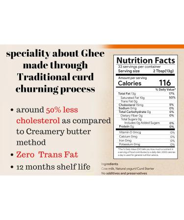 Organic Grass Fed Ghee - Desi Savour | 15 Oz Unsalted Clarified Butter | Gluten Free Keto Paleo Friendly | Lactose Reduced Non-GMO Rich in Vitamins & Omegas - Buy Online on GoSupps.com