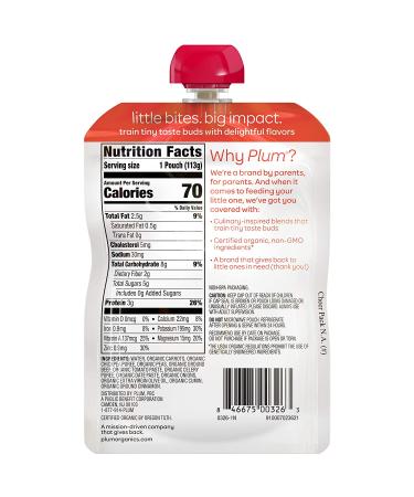 Plum Organics Baby Food Pouch | Stage 3 | Carrot  Chickpea  Pea  Beef & Tomato | 4 Ounce | 6 Pack | Organic Food Squeeze for Babies  Kids  Toddlers - Buy Online on GoSupps.com