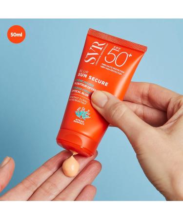 SVR SUN SECURE BLUR Sun Cream - Perfecting Soft-Focus Face Sunscreen SPF 50+ Peachy Velvet Finish Mousse-Primer Non-Greasy Water-Resistant Reef-Safe 50ml Scented Cream - Buy Online on GoSupps.com