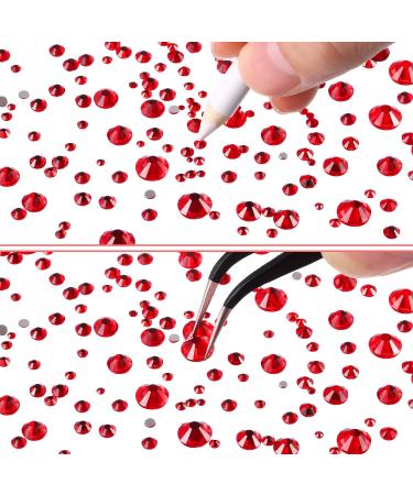 2000 Pieces Flat Back Rhinestones Set with Tweezer and Picking Pen - Red Crystal Gems for DIY Crafts, Nail Art, Clothes, Shoes, and Bags - Buy Online on GoSupps.com