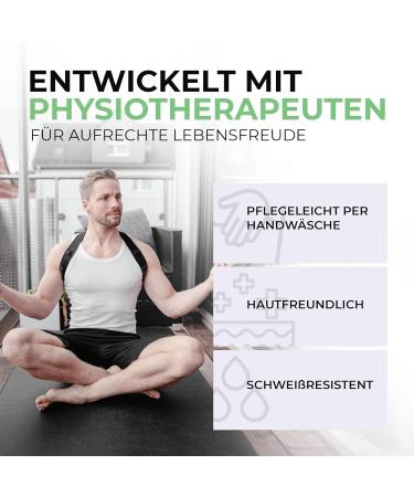 Physiospirit Premium Home Correct T-Model Radge Holder - Adjustable Posture Support Shoulder Belt for Men & Women (One Size Black) - Buy Online on GoSupps.com