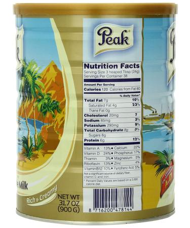 Peak Dry Whole Milk Powder 900g (31.7 oz) - Packaging May Vary | Pure and Natural Full Cream Milk Powder - Buy Online on GoSupps.com