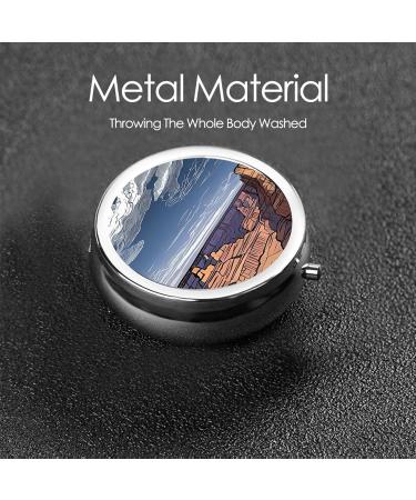 Grand Canyon Printed Mini Round Pill Box - 3 Compartment Travel Pill Organizer for Home Office & Pocket Use - Buy Online on GoSupps.com