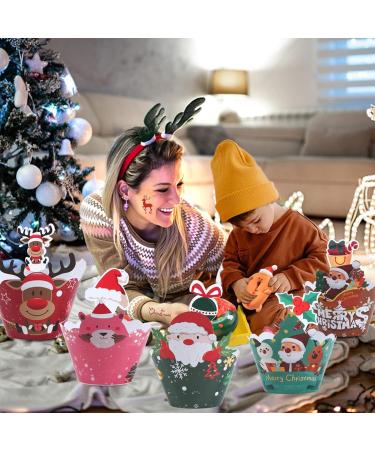 EOQPDECD 48 Pcs Christmas Cake Decorations Cupcake Topper Santa Clause Xmas Tree Snowman Reindeer Birthday Cake Decor Christmas Supplies for Christmas Theme Party Baby Shower Birthday Party - Buy Online on GoSupps.com