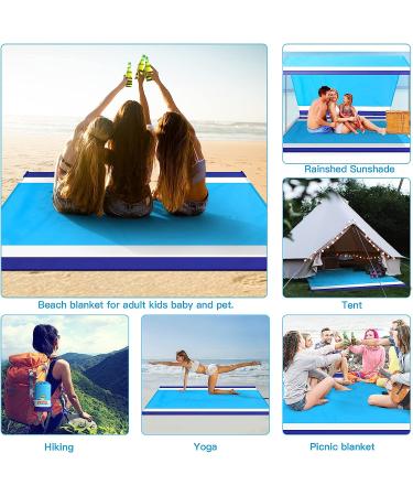 BYDOLL Beach Blanket 81''x83'' Blue-White Lightweight Waterproof Sandproof Picnic Mat for Beach Travel & Camping - Buy Online on GoSupps.com