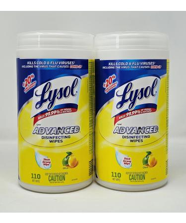 Lysol Advanced Disinfecting Wipes Citrus Scented Thick Strong Wipe - 2 x 110 Count