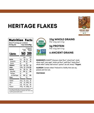 Natures Path Heritage Flakes Cereal - Healthy & Organic Whole Grains - 13.25oz Box - Buy Online on GoSupps.com