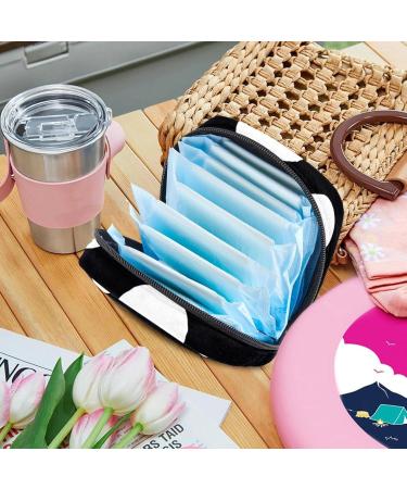 Menstruation Pad Bag with Zipper - Stylish Women's Napkin & Tampon Collection Bags in Modern White Black & Dots - Buy Online on GoSupps.com