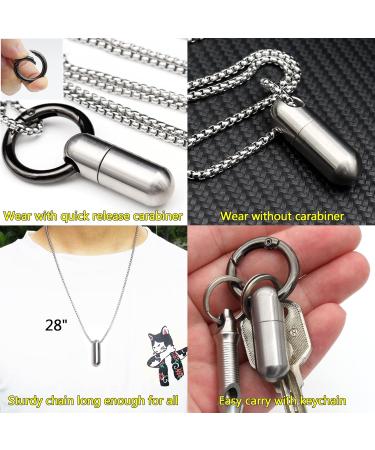 Titanium Pill Case Necklace & Keychain - Waterproof Tiny Pill Holder for Men | Micro Emergency Aspirin & Nitro Fob Box - TC11 (2-Pack - Buy Online on GoSupps.com