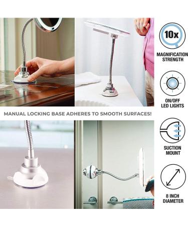 My Flexible Makeup Mirror with Lights - 10x Magnifying, LED Lighted Mirror for Makeup Desk - Flexible Arm & Suction Base - AS SEEN ON TV - Buy Online on GoSupps.com