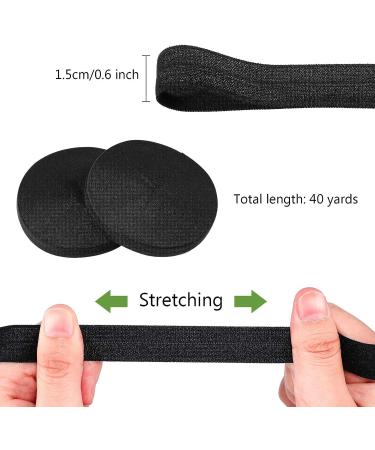 Black Wide Elastic Ribbon Band - 5/8 Inch x 25 Yard | Fold Over Stretch Trim for Hair Ties, Headbands, Bows - DIY Craft Sewing Ribbon - Buy Online on GoSupps.com