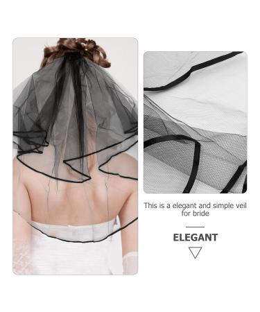 Lurrose Black Wedding Veil - Elegant Short Veil with Comb | Women's Costume Accessory for International Shipping - Buy Online on GoSupps.com