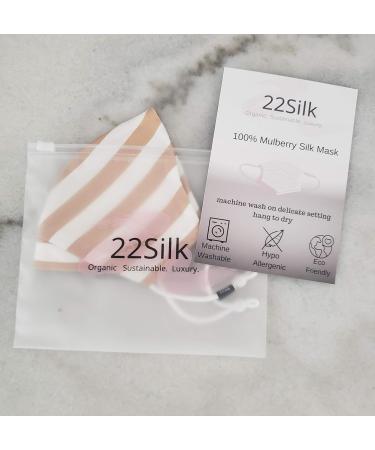 Shop Mulberry Silk Face Mask by 22Silk - Fashionable Reusable Adjustable 3D Chin Design Breathable 100% Grade 6A Silk (Stripe - Nude) | International Shipping - Buy Online on GoSupps.com