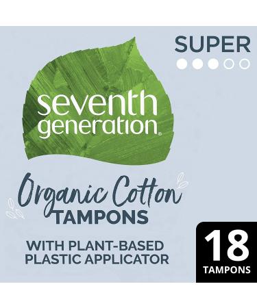SEVENTH GENERATION Free & Clear Super Tampons with Applicator - 18 Count | Eco-Friendly & Chemical-Free - Buy Online on GoSupps.com