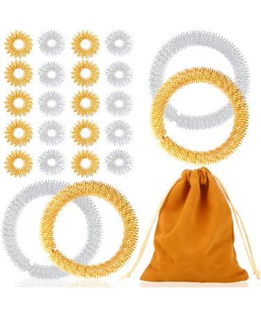 25 pieces of massage rings for fingers wrist massage Set spiky sensory finger massage ring for children adult office workers to reduce stress (gold silver) - Buy Online on GoSupps.com