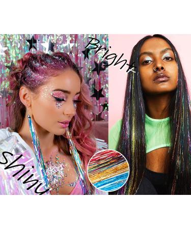 Sparkling Hair Tinsel Kit - 47 Inches, 2400 Strands, 12 Colors - Perfect for Christmas, New Year, Halloween, and Cosplay Parties - Includes 3 Tools - Buy Online on GoSupps.com