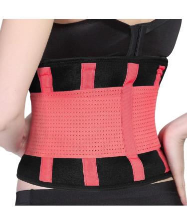 Back Brace Support Belt for Lumbar Pain Relief - Sciatica & Herniated Disc Support - Adjustable Waist Trainer for Men & Women - Medium Pink - Buy Online on GoSupps.com