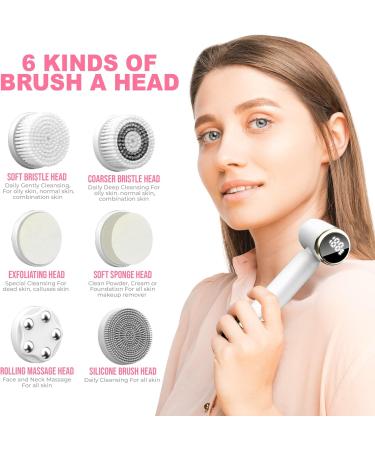 SwanSki Facial Cleansing Brush - Electric Face Cleanser with 3 Exfoliating Brush Heads - 3 Speed Levels LCD Display - Waterproof Facial Brush - Rechargeable Facial Cleanser - Face Scrubber (White) - Buy Online on GoSupps.com