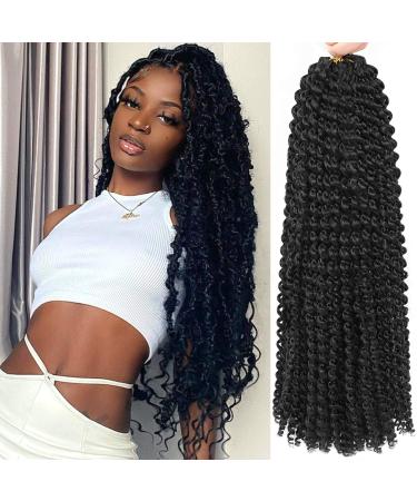 Passion Twist Hair 24 Inch 8 Packs Water Wave Crochet Hair Black Passion Twists Braiding Hair Long Bohemian Spring Twist Hair Crochet Braids Synthetic Hair Extension (24 Inch 1B#) 24 Inch (Pack of 8) 1B#
