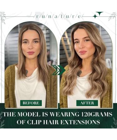 Runature Clip-in Extensions Real Hair 50cm - Seamless Blonde 3 Pieces #10P16 - Light & Natural Look - Buy Online on GoSupps.com