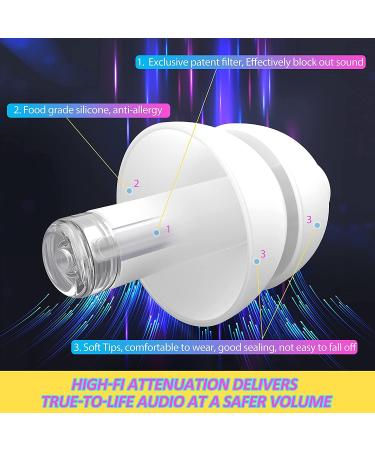 Edwinn Ear Plugs - 3 Pairs Invisible Noise Cancelling Ear Plugs for High Fidelity Hearing Protection - Ideal for Concerts, Raves, Motorcycles, Work - White - Buy Online on GoSupps.com