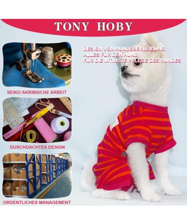 Tony Hoby Dog Pajamas & T-Shirts - Soft Striped Dog Onesies for Small & Medium Dogs | Breathable 4-Leg Bodysuits in Red for Girls - Buy Online on GoSupps.com