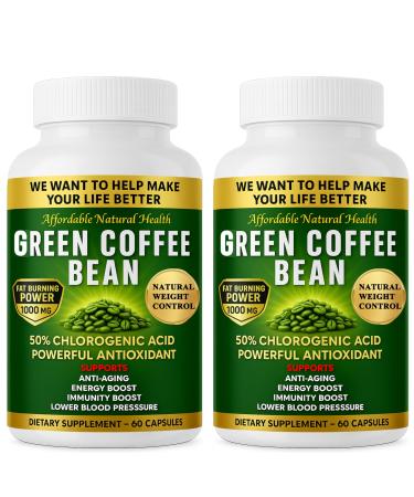 Green Coffee Bean Extract 100% Pure Green Coffee Bean Capsules 50% Chlorogenic Acid 1000 mg Strength 120 Capsules 4 Month Supply Non-GMO and Gluten Free Traditional Herbal Supplement
