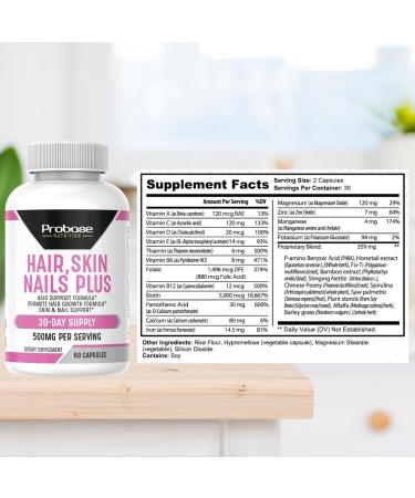 Probase Nutrition Hair Skin and Nails Plus 60 Capsules 30-Day Supply - Buy Online on GoSupps.com