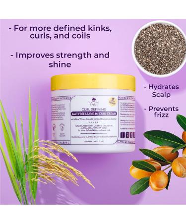 Nature Spell Curl Defining Leave in Curl Cream with Rice Water & Linseed - 100% Vegan - 400ml - Made in UK - Buy Online on GoSupps.com