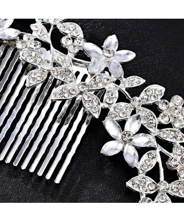 Elegant Rhinestone Bridal Hair Clip - Sparkling Crystal Hairpin for Wedding - Rose Gold Flower Leaf Design - Hair Accessories for Women & Girls - Buy Online on GoSupps.com