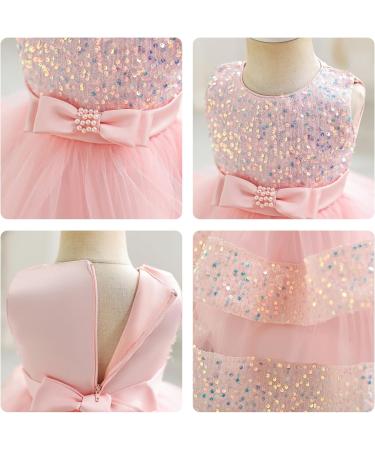 Miipat Baby Girl Sequin Tulle Party Dress 4-5 Years Pink | Formal Princess Birthday Wedding Pageant Toddler Girls Dress - Buy Online on GoSupps.com