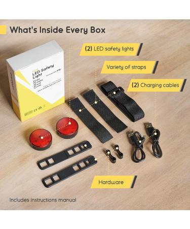 Everbeam E200 LED Bike Lights Set | Front and Rear Rechargeable Waterproof Safety Lights for Runners, Cyclists, Dog Walkers, and Kayakers | Clip On Design with Straps | 2 Pack Red - Buy Online on GoSupps.com
