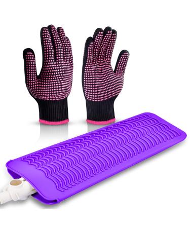 IKOCO Heat Gloves for Hair Styling  2Pcs Heat Resistant Gloves with Silicone Mat Pouch for Curling Iron  Flat Iron  Straightener  Hot Hair Tools Pink