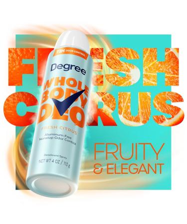 Degree Whole Body Deodorant Fresh Citrus Spray for Women Aluminum Free 72H Odor Protection 4 oz - Buy Online on GoSupps.com