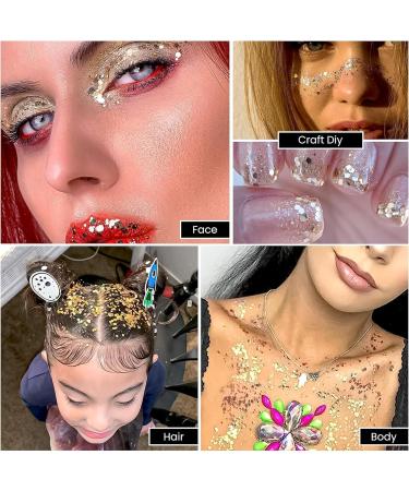  Beliky Girl Holographic Glitter Gel Body Face Liquid Eyeshadow Glitter Eye Shadow Large Mermaid Glitter for Face Hair and Nails (Gold 50ml) - Buy Online on GoSupps.com