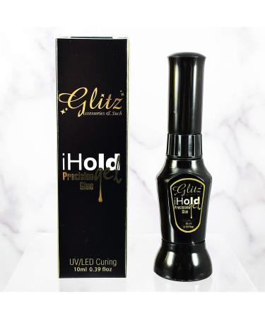iHold Precision Glue Gel, Rhinestone Glue for Nails, Bling Adhesive Nail Art Glue Stick, Point Drill Pen, Jewelry Diamond Manicure Decoration Gel, DIY, Clear UV LED, 10 ml
